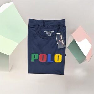 Polo by Ralph Lauren Navy Short-Sleeve Tee with Multicolor POLO Logo